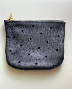 Black Perforated Leather Pouch