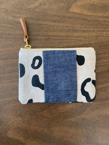 Small Leopard Single Chambray Panel Pouch