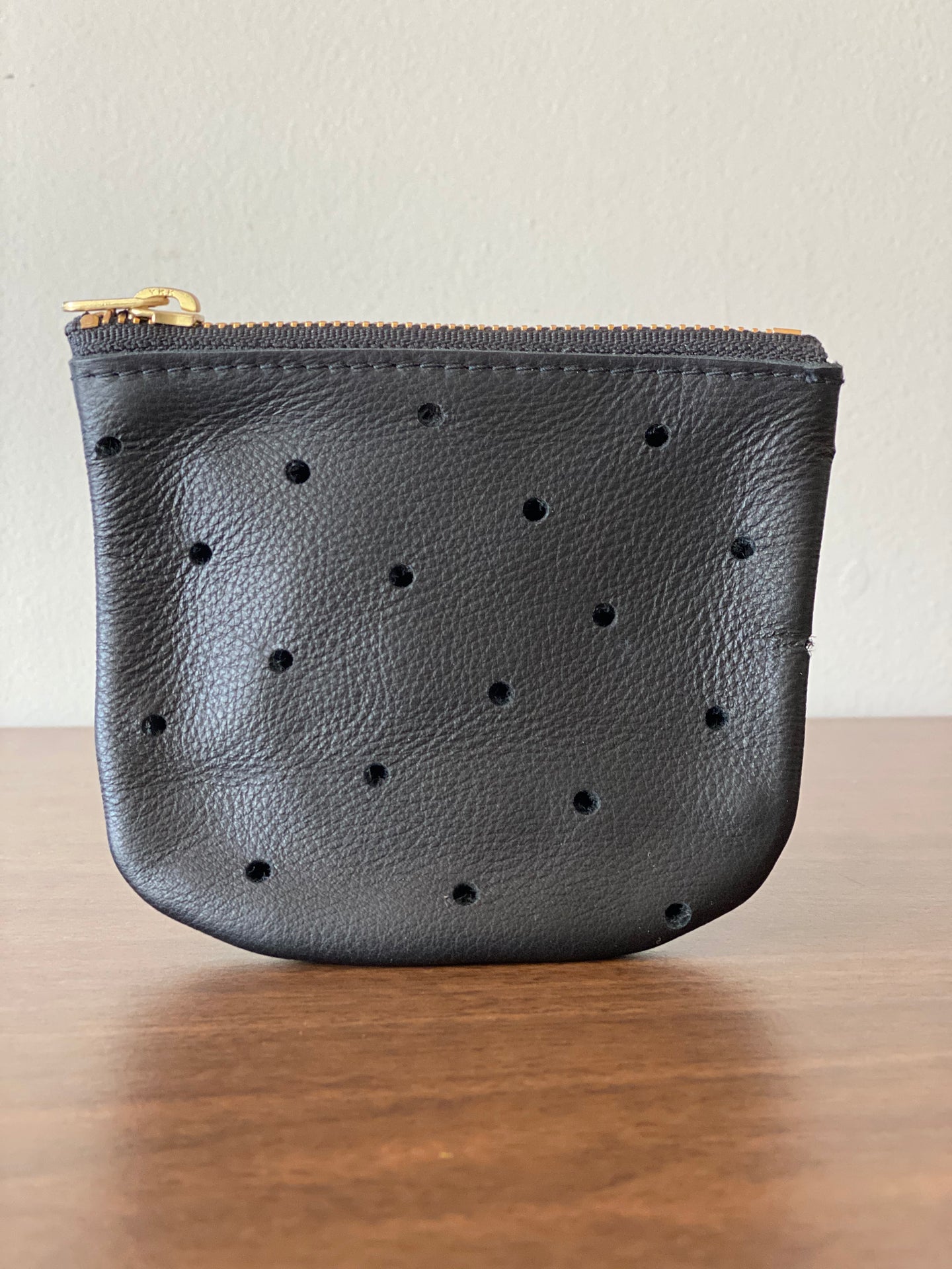 Black Perforated Leather Pouch