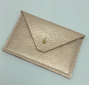 Metallic Rose Gold Leather Card Case